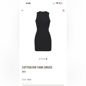 Skims black cotton rib tank dress 3x